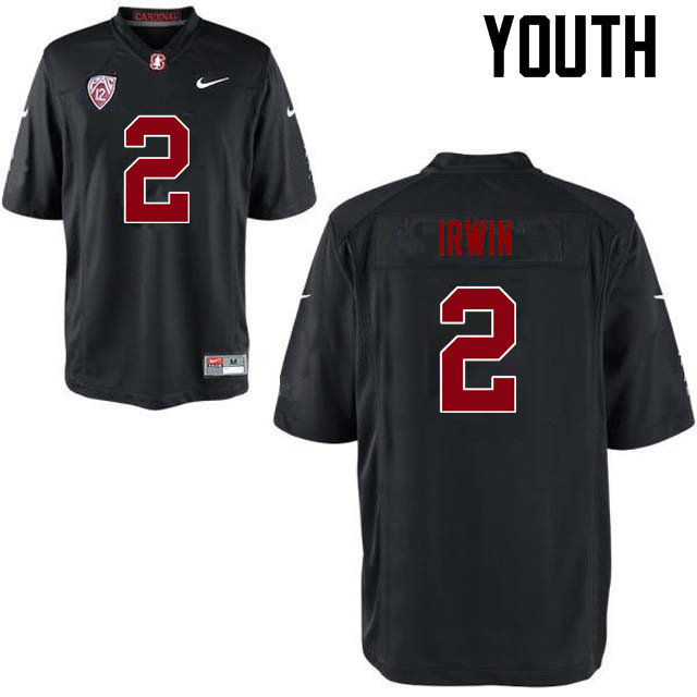 Youth Stanford Cardinal #2 Trent Irwin College Football Jerseys Sale-Black - Click Image to Close